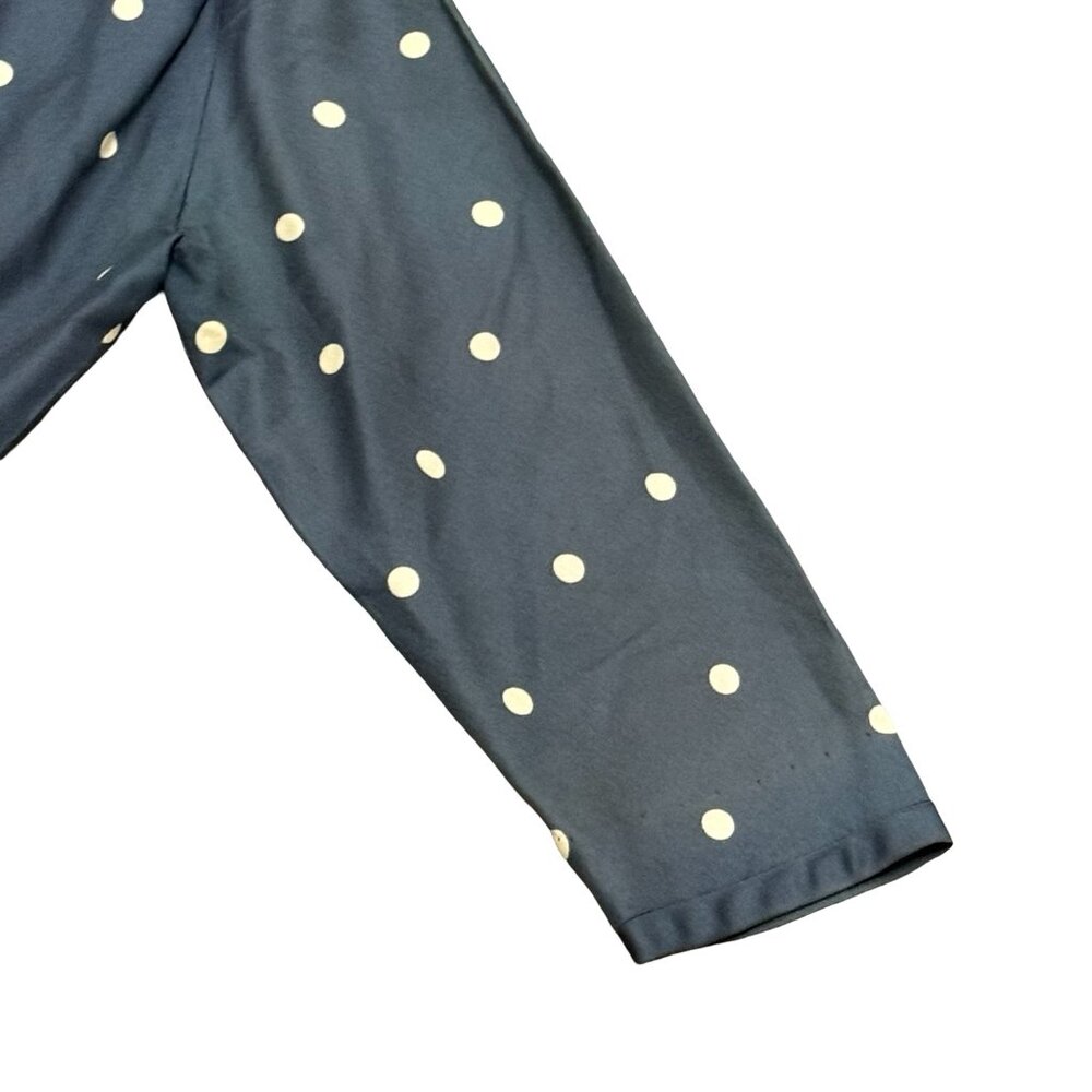 Vintage 1940s 1950s Polka Dot Full Skirt Dress Blue Button Front - Picture 8 of 11